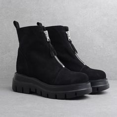 asphalt black boots