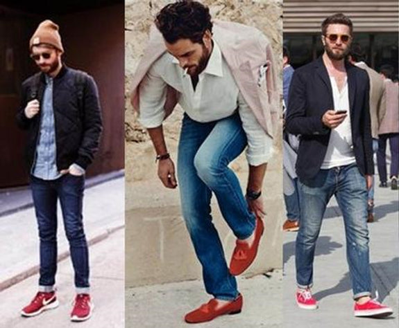 what to wear with red shoes men