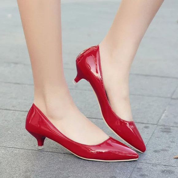 red low heel shoes