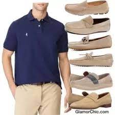 blue shirt khaki pants what color shoes