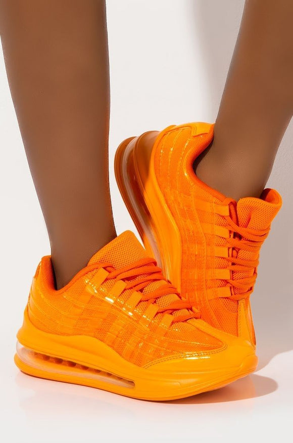 neon orange shoes