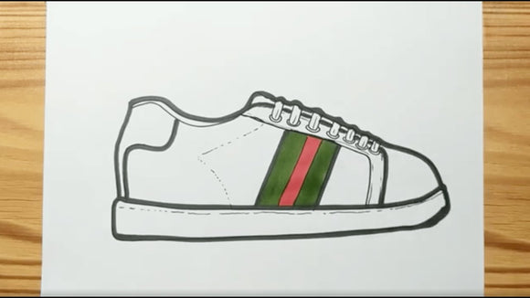 how to draw gucci shoes
