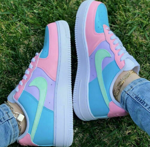 pink and blue shoes