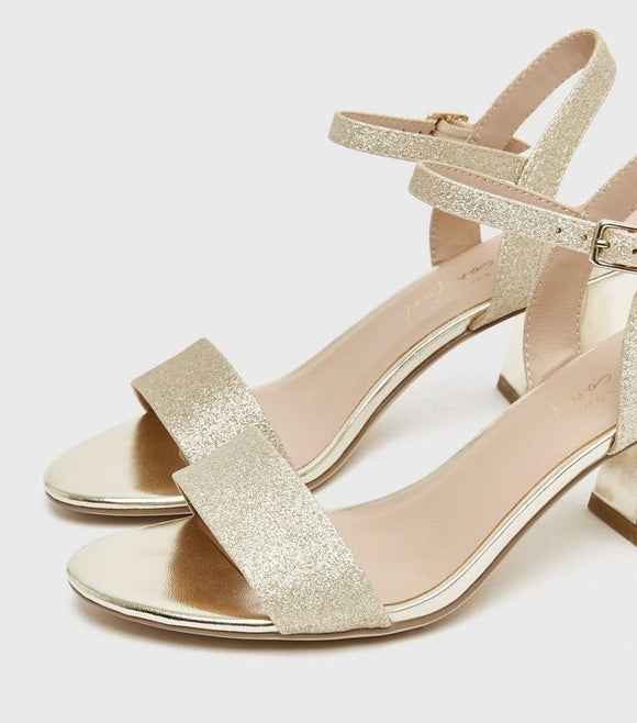 gold low heel shoes