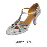 Salsa Dance Shoes Women Latin Dance Shoes Glitter Closed Toe High Heels 5cm 7cm Ballroom Tango Dancing Shoes Woman Girls Sandals