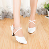 Women&#39;s Latin Shoes White Wedding Party Ballroom Party Tango Salsa Summer Women&#39;s Shoes High Heels Professional Dance Shoes
