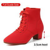 DKZSYIM New Women Ballroom Latin Dance Shoes Jazz Modern Dance Shoes Lace Up Dancing Boots Red Black Sports Dancing Sneakers