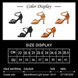 SWDZM New Latin Dance Shoes Women Ballroom High Heel Dance Shoes Soft Sole Tango Salsa Party Shoes For Ladies Girl Sandals