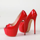 2023 New Red High Heels Women Platform Sandals Fashion Peep Toe Ladies Nightclub Stripper Pumps Sexy Wedding Shoes Bridal Size42