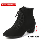 DKZSYIM New Women Ballroom Latin Dance Shoes Jazz Modern Dance Shoes Lace Up Dancing Boots Red Black Sports Dancing Sneakers