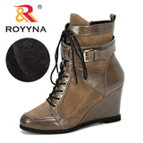 ROYYNA New Designer Popular Winter Women Boots Round Toe Booties High Heel Buckle Strap Autumn Shoes Woman Trendy