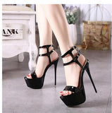 Aneikeh New 2023 Summer Fashion Sandals Sexy Open Toe 16CM High Heels Party Dress Wedding Nightclub Women Shoes Black Red 45 46