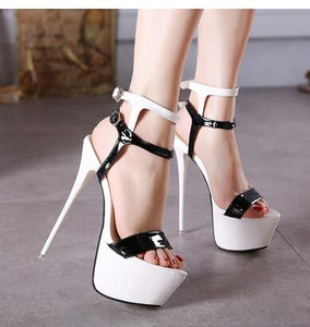 Aneikeh New 2023 Summer Fashion Sandals Sexy Open Toe 16CM High Heels Party Dress Wedding Nightclub Women Shoes Black Red 45 46