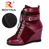 ROYYNA New Designer Popular Winter Women Boots Round Toe Booties High Heel Buckle Strap Autumn Shoes Woman Trendy