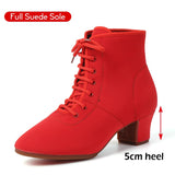 DKZSYIM New Women Ballroom Latin Dance Shoes Jazz Modern Dance Shoes Lace Up Dancing Boots Red Black Sports Dancing Sneakers