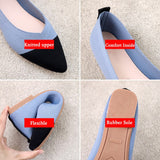 2023 Women Pointed Toe Shallow Flat Shoes Mesh Loafers Soft Bottom Ballet Flats Classic Moccasins Knit Dress Shoes Ballerina