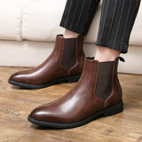 2022 Leather Men Chelsea Boots Brand Designer Italy Dress Boots Men Fashion Casual Warm Plush Business Ankle Boots Big Size 48