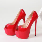 2023 New Red High Heels Women Platform Sandals Fashion Peep Toe Ladies Nightclub Stripper Pumps Sexy Wedding Shoes Bridal Size42