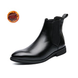 2022 Leather Men Chelsea Boots Brand Designer Italy Dress Boots Men Fashion Casual Warm Plush Business Ankle Boots Big Size 48