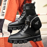 2021 Thick Sole White Men's Boots Winter High Top Pocket Shoes Men Platform Boots Retro Trendy Streetwear Superstar Men Footwear