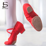 Women Dance Shoes Girls Ballet Jazz Salsa Shoes Soft Sole Low Heels Kids Dancing Slippers Pink Black Red Children Latin Sneakers