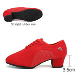 HROYL Latin Ballroom Dance Shoes for Women Lace-up Practice Closed Toe Modern Salsa Dance Teaching Performance Dancing Shoes