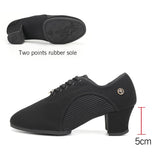 HROYL Latin Ballroom Dance Shoes for Women Lace-up Practice Closed Toe Modern Salsa Dance Teaching Performance Dancing Shoes