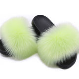 Faux Fur Slippers Women Home Fluffy Flat Slides Winter Comfort Furry House Sweet Shoes Female Slipper Indoor Flip Flops