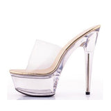 LTARTA 34-43 Sexy Super High Heels 15CM Stiletto Waterproof Platform Sandals Transparent Crystal Wedding Shoes LFD-190-1