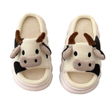 2022 Women&#39;s Slippers Summer Four Seasons Indoor Home Sandals and Slippers Cute Cartoon Milk Cow House Slippers Funny Shoes