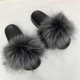 Faux Fur Slippers Women Home Fluffy Flat Slides Winter Comfort Furry House Sweet Shoes Female Slipper Indoor Flip Flops