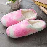 2023 Short Plush Slippers Mute Furry Slippers Non-slip Fur Flat Slippers Indoor Winter Warm Floor Slipper Soft Sole for Bedroom