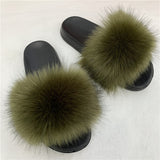 Faux Fur Slippers Women Home Fluffy Flat Slides Winter Comfort Furry House Sweet Shoes Female Slipper Indoor Flip Flops