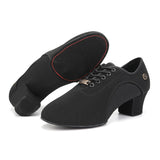 HROYL Latin Ballroom Dance Shoes for Women Lace-up Practice Closed Toe Modern Salsa Dance Teaching Performance Dancing Shoes