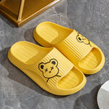 Cute Bear Men Slippers Thick Platform Sandals Women Summer 2023 Home Slippers Indoor Soft Sole Flip Flops Couple No-Slip Slipper