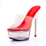 LTARTA 34-43 Sexy Super High Heels 15CM Stiletto Waterproof Platform Sandals Transparent Crystal Wedding Shoes LFD-190-1