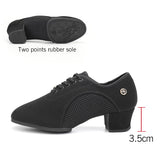 HROYL Latin Ballroom Dance Shoes for Women Lace-up Practice Closed Toe Modern Salsa Dance Teaching Performance Dancing Shoes