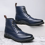 Brogue Boots High Top Microfiber Leather Men Casual Shoes Size 38-48