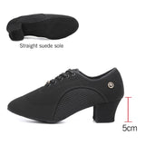 HROYL Latin Ballroom Dance Shoes for Women Lace-up Practice Closed Toe Modern Salsa Dance Teaching Performance Dancing Shoes