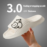 New Cute Cartoon Cat Slippers Women Summer Non-Slip Couple Slides Thick Home Slippers Indoor Bathroom  Flip Flops Beach Sandals