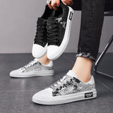 Hot Sale Fashion Skateboard Shoes Men Luxury Silver Sneakers Designer Skate Sneakers Men Flats Leather Casual Men Shoes 2023