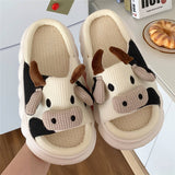 2022 Women&#39;s Slippers Summer Four Seasons Indoor Home Sandals and Slippers Cute Cartoon Milk Cow House Slippers Funny Shoes