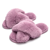 Winter Women Home Indoor Casual Fuzzy Slippers Female Flip Flops Fluffy Shoes Cross Slides Ladies Soft Plush Slippers