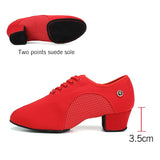 HROYL Latin Ballroom Dance Shoes for Women Lace-up Practice Closed Toe Modern Salsa Dance Teaching Performance Dancing Shoes