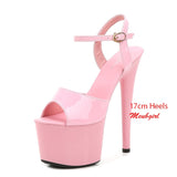 Mclubgirl Women Sexy Show Sandals 13 15 17 CM High Heels Sexy Platform Color Sandals Girls Shoe for Party Club Drop Sale LFD