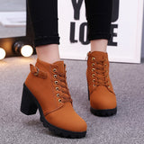 Heeled Ankle Boots for Women Autumn Winter 2021 Fashion Woman High Heel Shoes Female Brown Short Leather Booties Botines Mujer