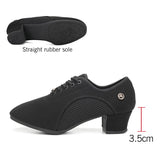 HROYL Latin Ballroom Dance Shoes for Women Lace-up Practice Closed Toe Modern Salsa Dance Teaching Performance Dancing Shoes