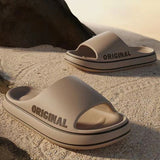 Men Thick Sole Summer Beach Slides Women Bathroom Anti-Slip Slipper Soft Sandals Fashion Flip-Flops Ultra-Light Letter Shoes