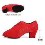 HROYL Latin Ballroom Dance Shoes for Women Lace-up Practice Closed Toe Modern Salsa Dance Teaching Performance Dancing Shoes