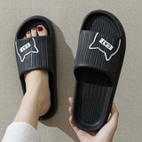 Cute Bear Men Slippers Thick Platform Sandals Women Summer 2023 Home Slippers Indoor Soft Sole Flip Flops Couple No-Slip Slipper